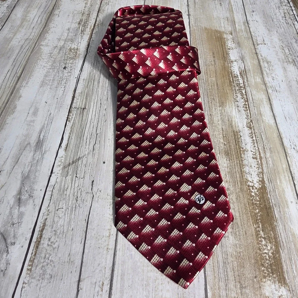Versace Classic V2 Mens Silk Tie Burgundy Cream Geometric Medusa Logo Italy